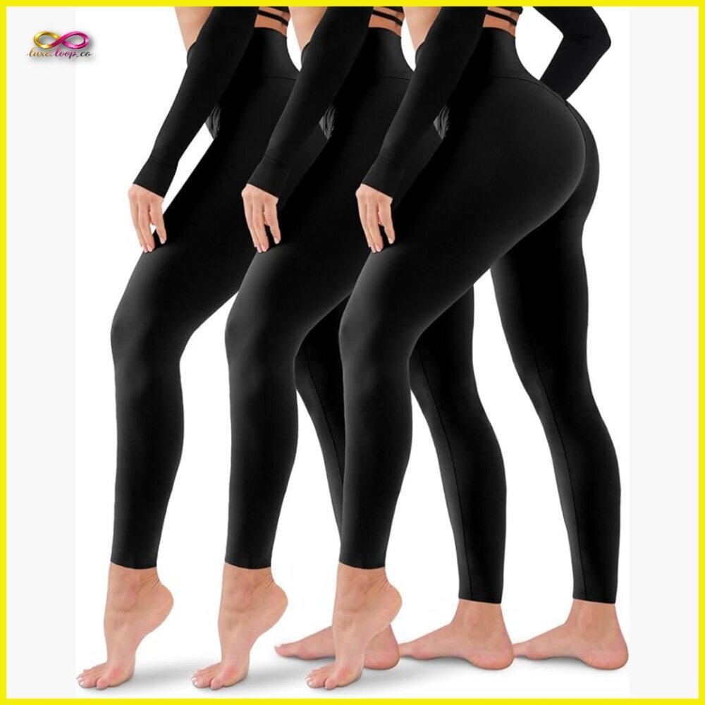 High Waisted Tummy Control Leggings 3 Pack Slim Fit Workout Yoga Pants